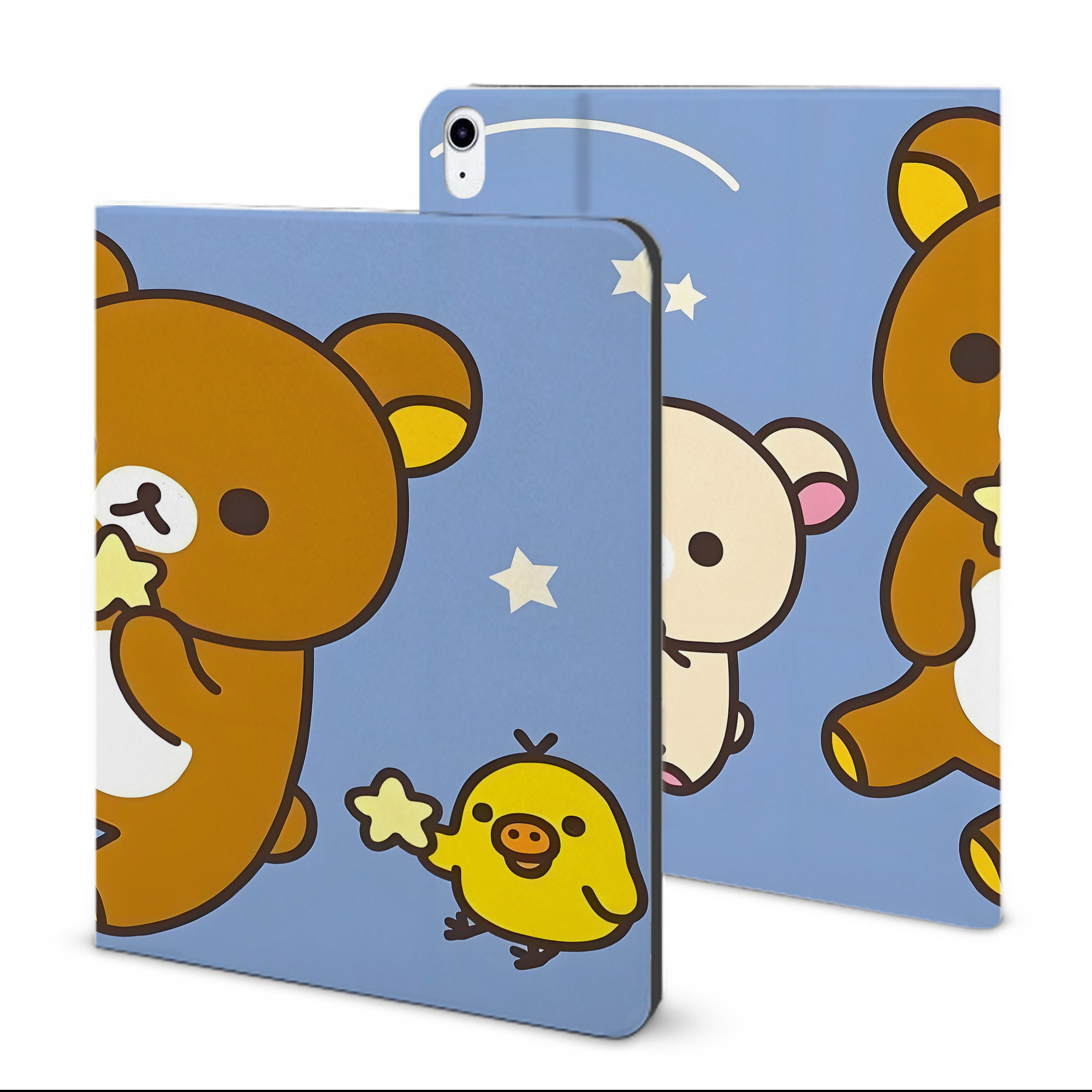 （画像用） リラックマ リラックマ キイロイトリ Rilakkuma Korilakkuma Kiiroitori IPad ケース ブック型 PUレザー TPU 耐衝撃 軽量 薄型 ペン収納なし 全面保護 IPad 各モデル対応